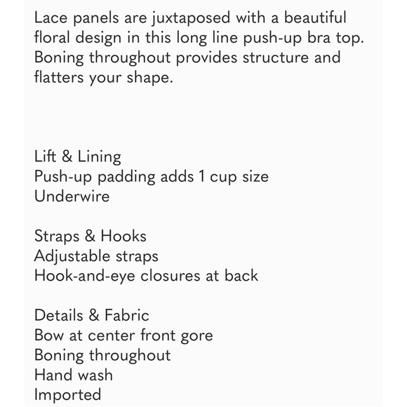 Victoria’s Secret Rose Embroidered Longline Push Up Bra Top Corset Lingerie 34C - Picture 14 of 14